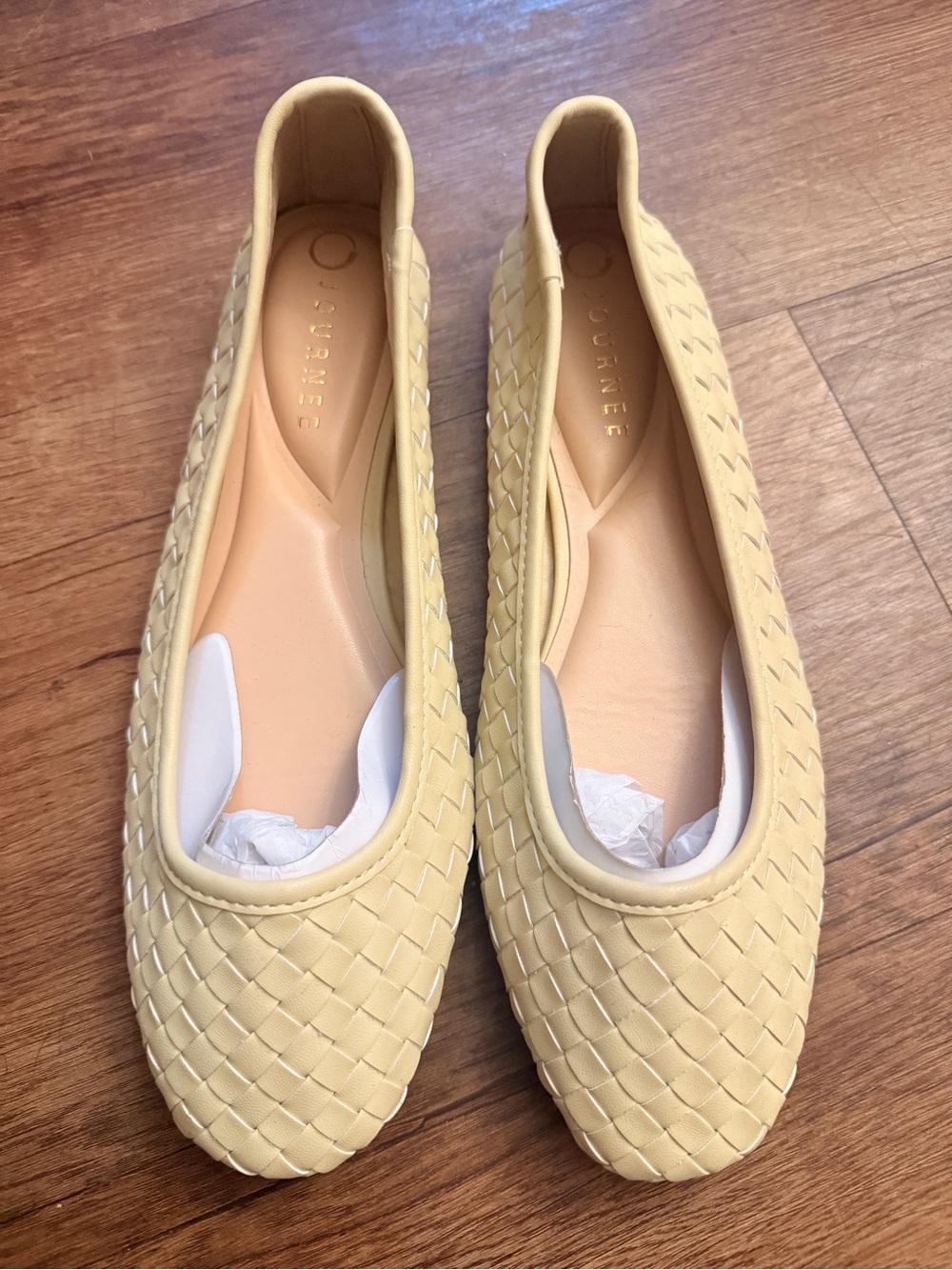 Journee Collection Light Yellow Woven Ballet Flats